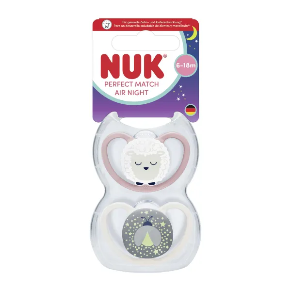 NUK Perfect Match Air Night 6-18 m cumlík Firefly/Sheep 2 ks