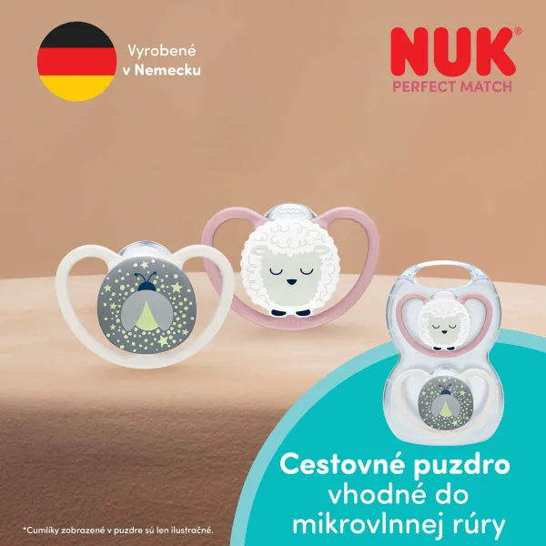 NUK Perfect Match Air Night 6-18 m cumlík Firefly/Sheep 2 ks