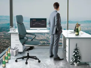 AUTRONIC Kancelárske kreslo KA-T8426 GRN, modrá ekokoža