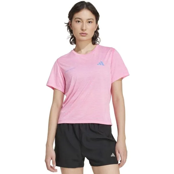 adidas OWN THE RUN MELANGE TEE W Dámske bežecké tričko, ružová, veľkosť