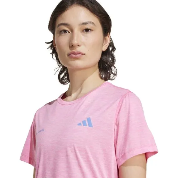 adidas OWN THE RUN MELANGE TEE W Dámske bežecké tričko, ružová, veľkosť
