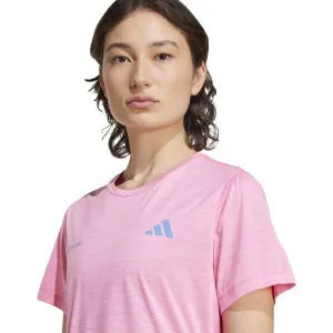 adidas OWN THE RUN MELANGE TEE W Dámske bežecké tričko, ružová, veľkosť
