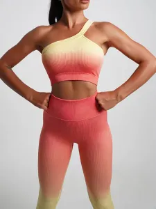 Push-up ombre legíny oranžovo žltá vrubkovane Veľkosť: L