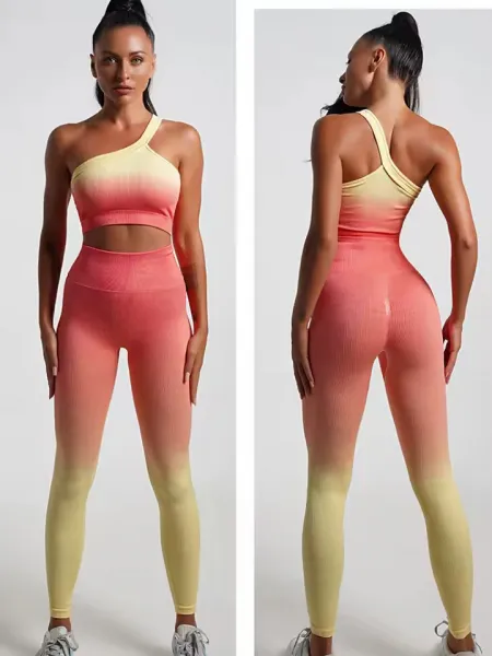 Push-up ombre legíny oranžovo žltá vrubkovane Veľkosť: L