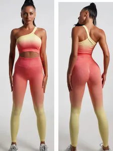 Push-up ombre legíny oranžovo žltá vrubkovane Veľkosť: L