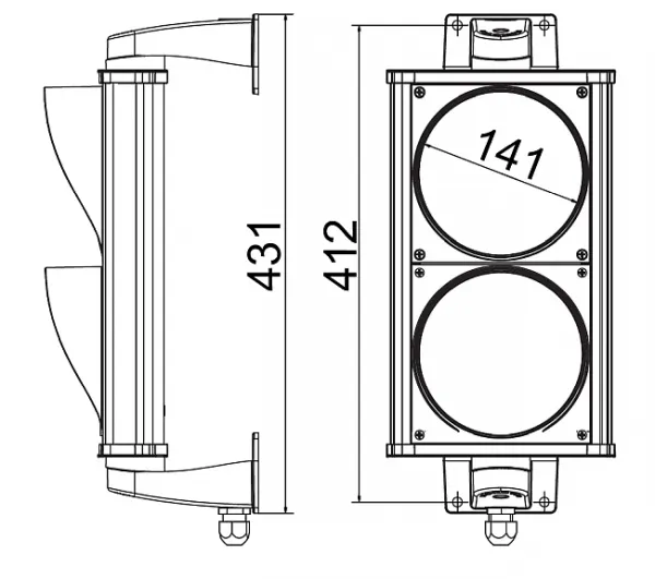 Semafor dvojkomorový 24V/230V, hliníkový
