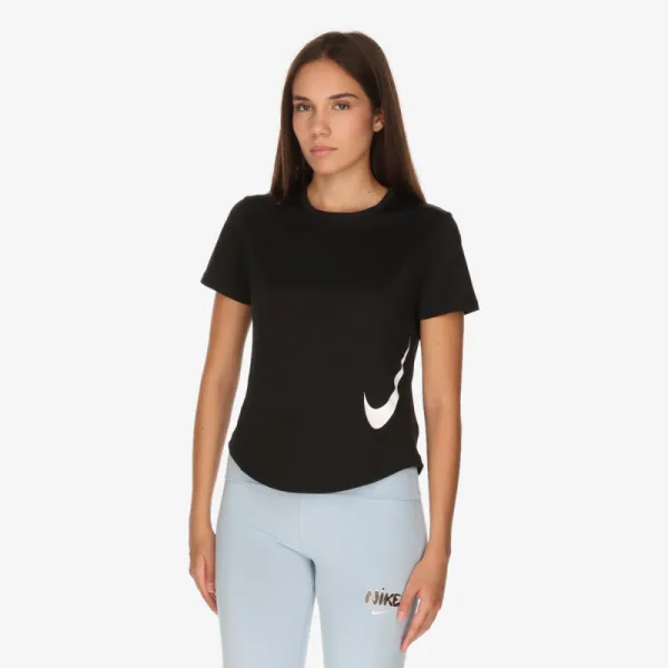 Dámske bežecké tričko s krátkym rukávom NIKE W NK TEMPO SWSH HBR DF SS TOP BLACK WHITE