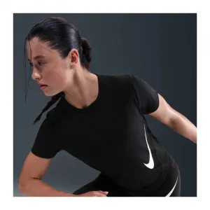 Dámske bežecké tričko s krátkym rukávom NIKE W NK TEMPO SWSH HBR DF SS TOP BLACK WHITE
