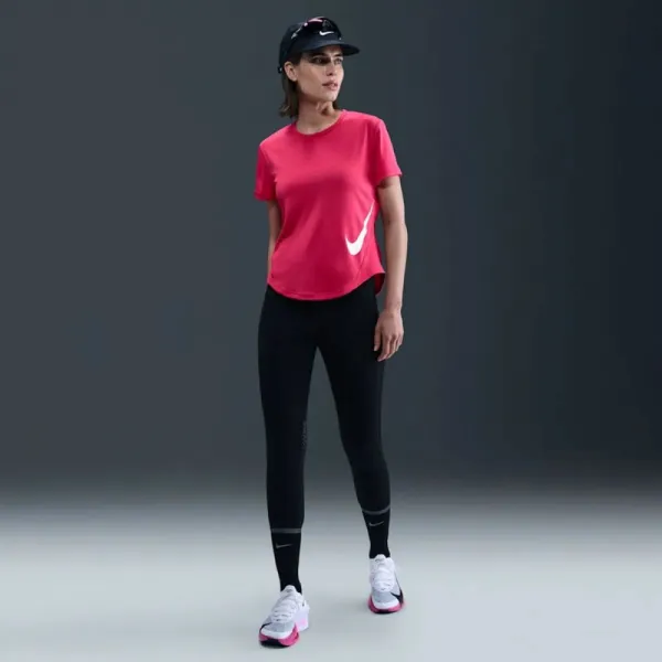 Dámske bežecké tričko s krátkym rukávom NIKE W NK TEMPO SWSH HBR DF SS TOP RUSH PINK WHITE