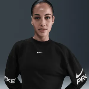 Dámska mikina NIKE PRO W NP DF FLC CREW TT GRX BLACK WHITE WHITE