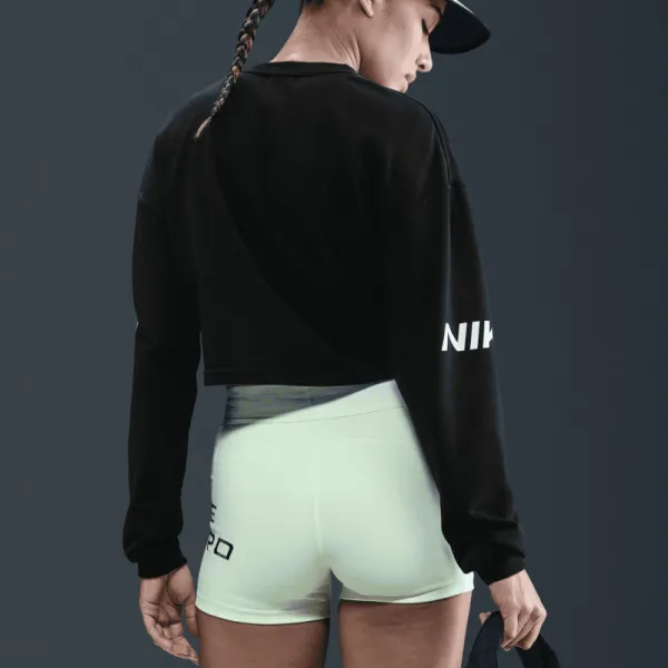 Dámska mikina NIKE PRO W NP DF FLC CREW TT GRX BLACK WHITE WHITE