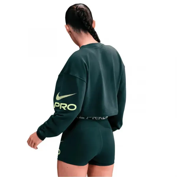 Dámska mikina NIKE PRO W NP DF FLC CREW TT GRX SEAWEED LT LEMON TWIST WHITE