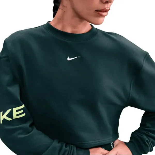 Dámska mikina NIKE PRO W NP DF FLC CREW TT GRX SEAWEED LT LEMON TWIST WHITE