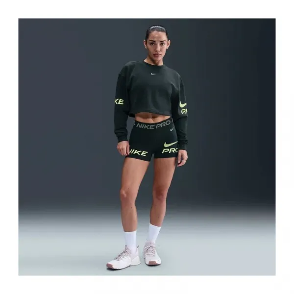 Dámska mikina NIKE PRO W NP DF FLC CREW TT GRX SEAWEED LT LEMON TWIST WHITE