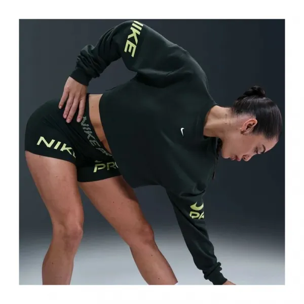 Dámska mikina NIKE PRO W NP DF FLC CREW TT GRX SEAWEED LT LEMON TWIST WHITE