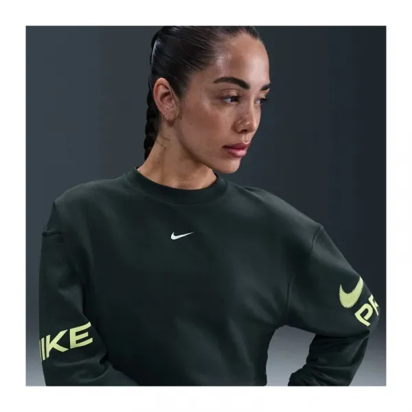 Dámska mikina NIKE PRO W NP DF FLC CREW TT GRX SEAWEED LT LEMON TWIST WHITE