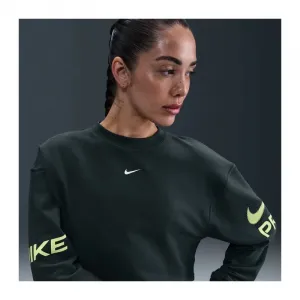 Dámska mikina NIKE PRO W NP DF FLC CREW TT GRX SEAWEED LT LEMON TWIST WHITE