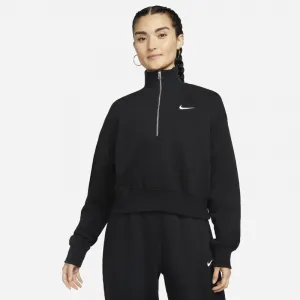 Dámska mikina s 1 2 zipsom NIKE W NSW PHNX FLC QZ CROP BLACK SAIL
