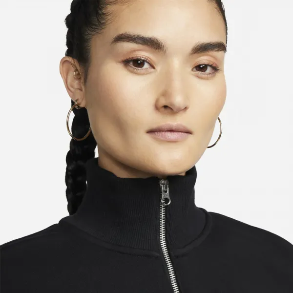 Dámska mikina s 1 2 zipsom NIKE W NSW PHNX FLC QZ CROP BLACK SAIL