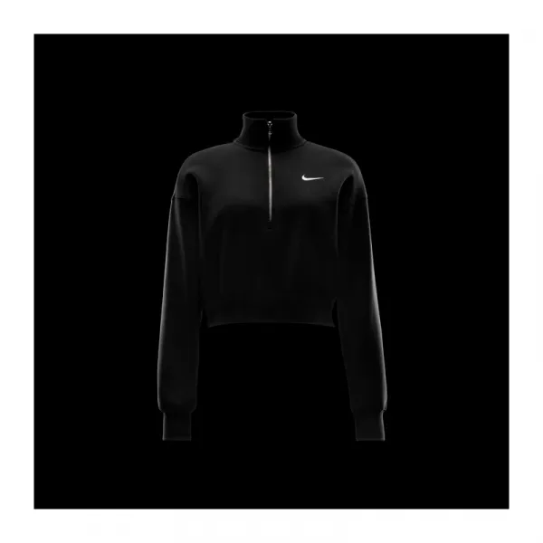 Dámska mikina s 1 2 zipsom NIKE W NSW PHNX FLC QZ CROP BLACK SAIL