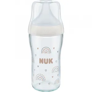 NUK Perfect Match Glass Bottle sklenená dojčenská fľaša s kontrolou teploty 3m+ 230 ml