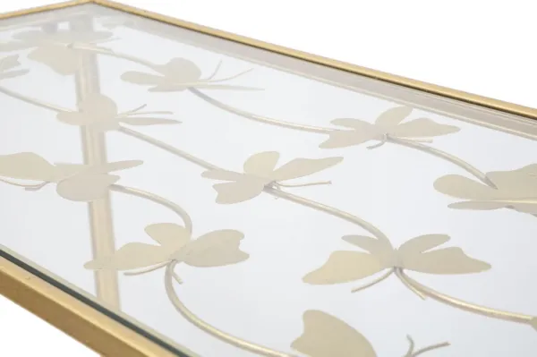 Mauro Ferretti Konzolový stolek Butterflies 100 cm zlatý/čirý