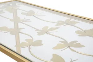 Mauro Ferretti Konzolový stolek Butterflies 100 cm zlatý/čirý
