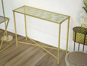 Mauro Ferretti Konzolový stolek Butterflies 100 cm zlatý/čirý