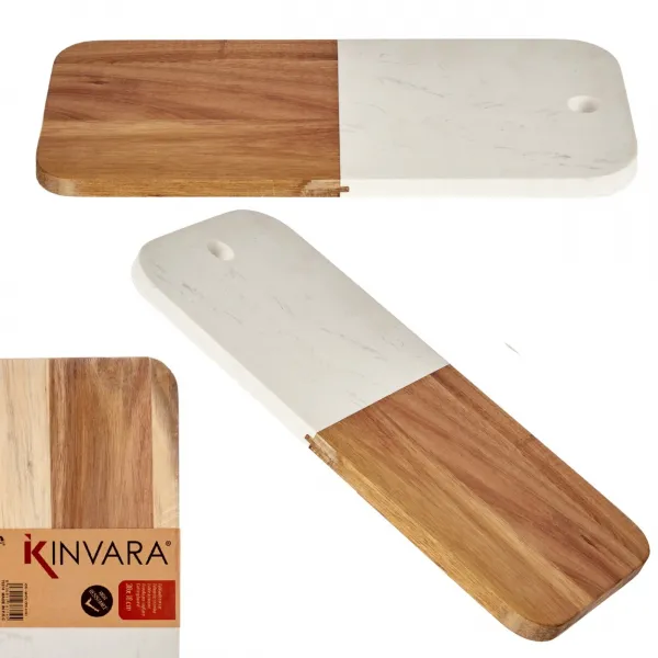 KINVARA Doska na krájanie PREPPY 38x18 cm z masívu/biely mramor
