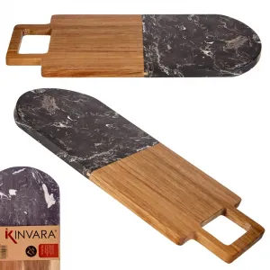 KINVARA Doska na krájanie s úchytom PREPPY 38x18 cm z masívu/čierny mramor