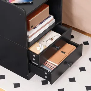VASAGLE Nočný stolík Silven 38 cm s LED osvetlením a nabíjacou stanicou čierny