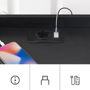 VASAGLE Nočný stolík Silven 38 cm s LED osvetlením a nabíjacou stanicou čierny