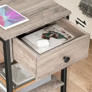 Nočný stolík Vasagle Ferira 40 cm s nabíjacou stanicou čierny/sivý