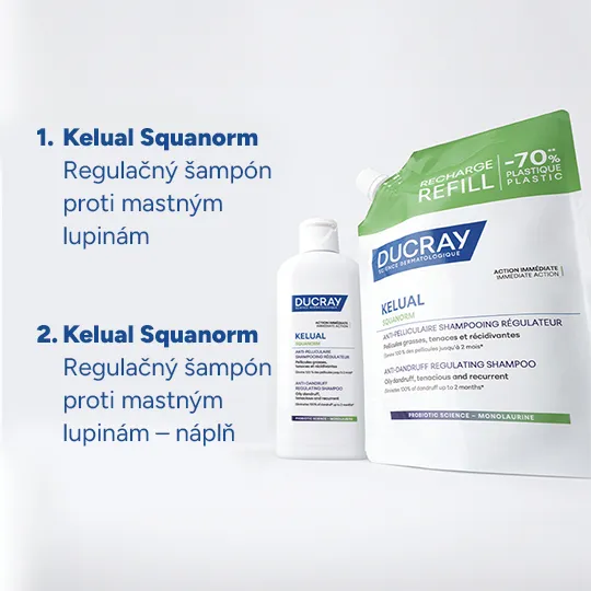 DUCRAY Kelual Squanorm regulačný šampón proti mastným lupinám náplň 400 ml