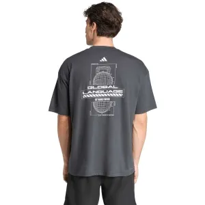 adidas GFX TEE GLOB Pánske športové tričko, tmavo sivá, veľkosť