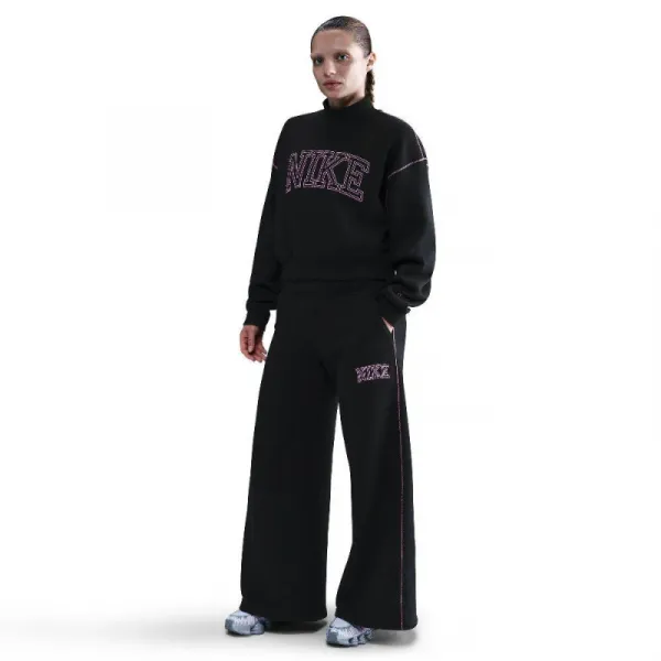 Dámske tepláky NIKE W NSW PHNX FLC LOGO WIDE LEG BLACK