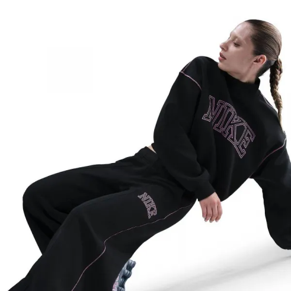 Dámske tepláky NIKE W NSW PHNX FLC LOGO WIDE LEG BLACK
