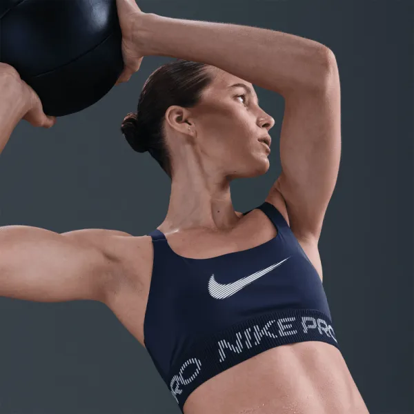 Dámska tréningová športová podprsenka NIKE PRO W NP LS BRA TT GRX MIDNIGHT NAVY FOOTBALLGREY WHITE