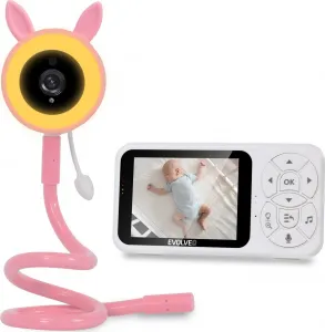 EVOLVEO Baby Monitor N35, dětská chůvička s kamerou,VOX,teploměr,noční vidění,RGB světlo,Růžová