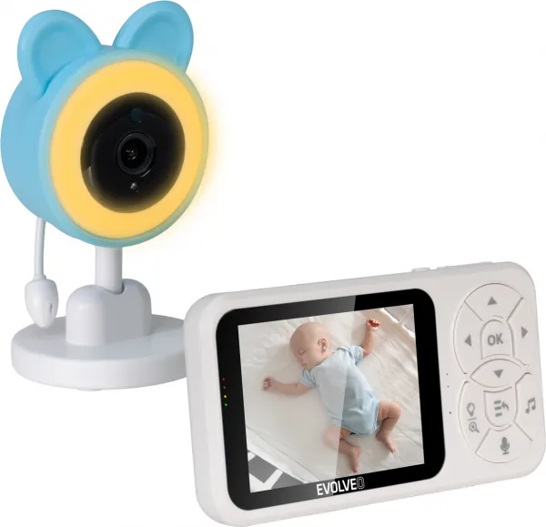 EVOLVEO Baby Monitor N35, dětská chůvička s kamerou,VOX,teploměr,noční vidění,RGB světlo, Modrá