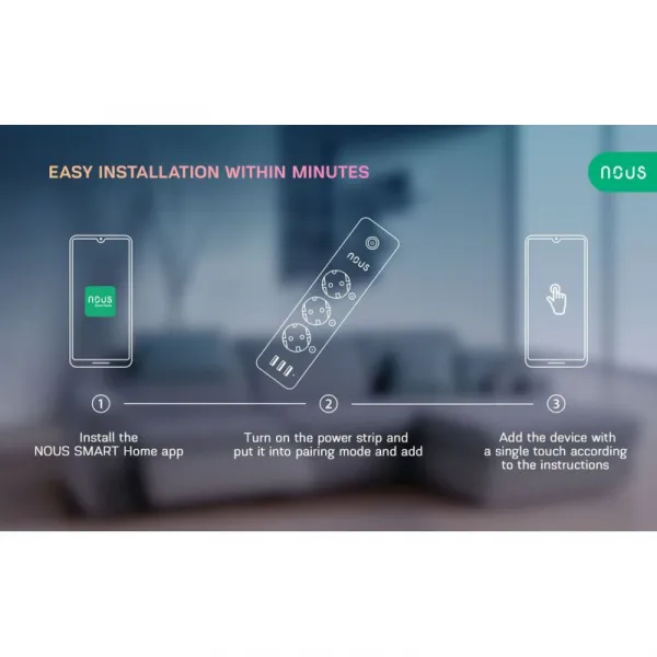 Nous A5 WiFi Smart Predlžovací Kábel Tuya NOUS-A5-1544