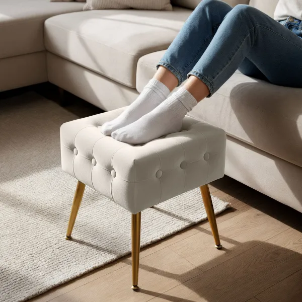 Ak furniture Taburet Quadra béžový
