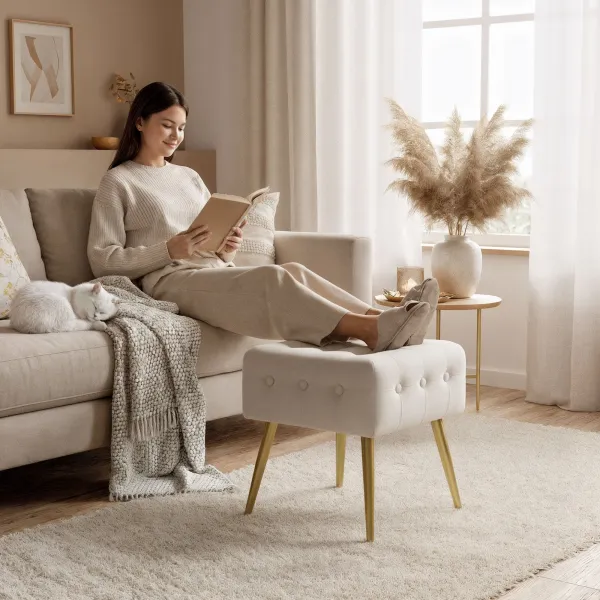 Ak furniture Taburet Quadra béžový