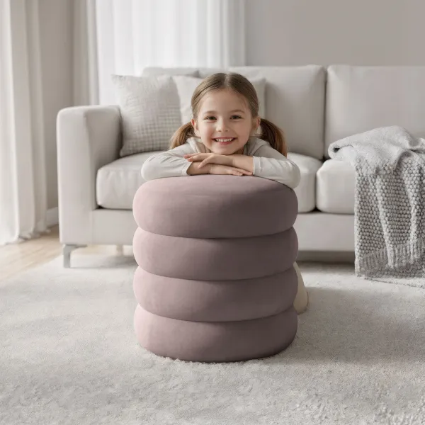Ak furniture Taburet Snuggo II tmavě růžový