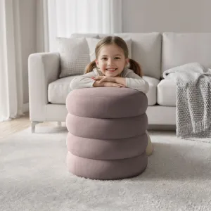 Ak furniture Taburet Snuggo II tmavě růžový