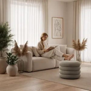 Ak furniture Taburet Mollis bouclé moka