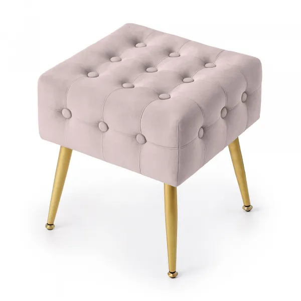 Ak furniture Taburet Quadra pudrově růžový
