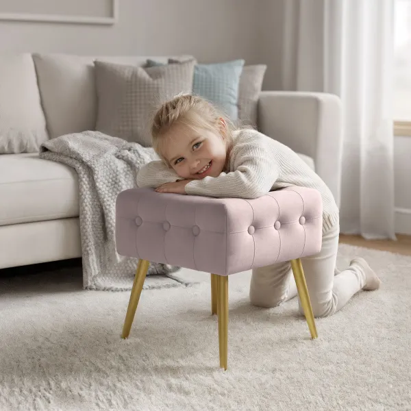 Ak furniture Taburet Quadra pudrově růžový