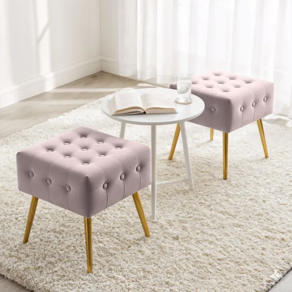 Ak furniture Taburet Quadra pudrově růžový