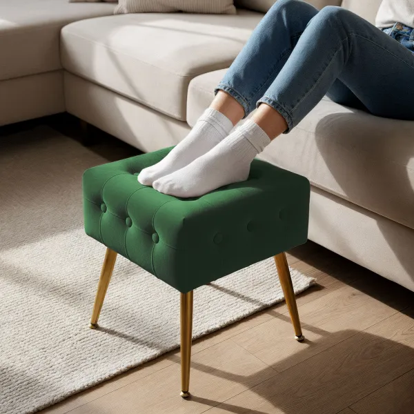 Ak furniture Taburet Quadra lahvově zelený